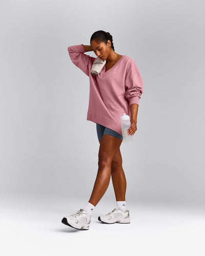 Cotton Vintage Lounge V Neck Sweatshirt | Orchid Haze