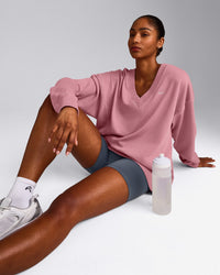 Cotton Vintage Lounge V Neck Sweatshirt | Orchid Haze