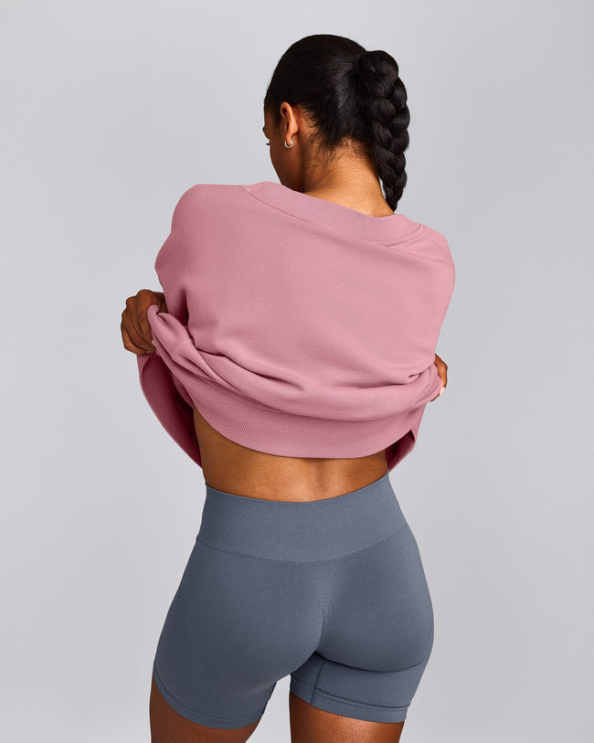 Cotton Vintage Lounge V Neck Sweatshirt | Orchid Haze