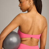 UnifiedMove Micro Bandeau Bralette with Reflective Logo | Hot Girl Pink