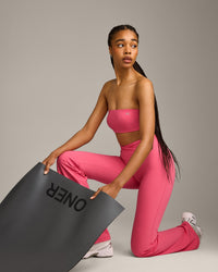 UnifiedMove Micro Bandeau Bralette with Reflective Logo | Hot Girl Pink