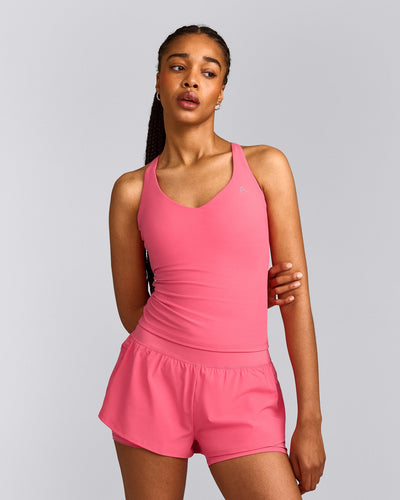 UnifiedMove™ V Neck Cross Back Vest with Reflective Logo | Hot Girl Pink