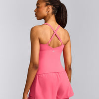 UnifiedMove™ V Neck Cross Back Vest with Reflective Logo | Hot Girl Pink