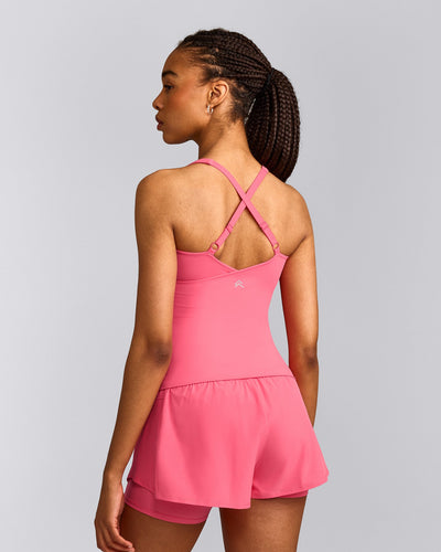 UnifiedMove™ V Neck Cross Back Vest with Reflective Logo | Hot Girl Pink