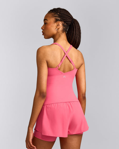 UnifiedMove™ V Neck Cross Back Vest with Reflective Logo | Hot Girl Pink