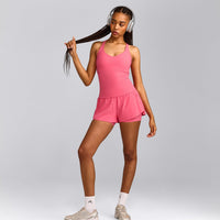 UnifiedMove™ V Neck Cross Back Vest with Reflective Logo | Hot Girl Pink
