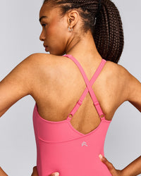 UnifiedMove™ V Neck Cross Back Vest with Reflective Logo | Hot Girl Pink