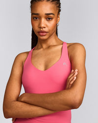 UnifiedMove™ V Neck Cross Back Vest with Reflective Logo | Hot Girl Pink