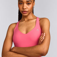 UnifiedMove™ V Neck Cross Back Vest with Reflective Logo | Hot Girl Pink