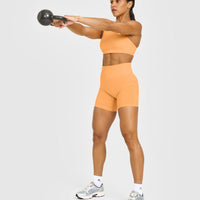 EffortlessLift™ Seamless Shorts with White Logo | Powdered Orange