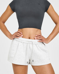 Foundations Oversized Shorts | Light Grey Marl
