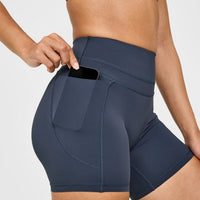 UnifiedMove™ High Waisted Pocket Shorts 6" | True Blue