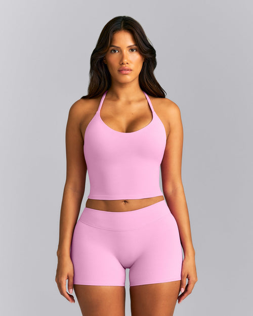 SoftMotion™ Strappy Halter Neck Mid Vest with Built in Bra Shelf New Branding | Rose Pink