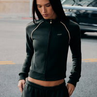 Jersey Tracksuit Zip Through Jacket | Emerald Noir