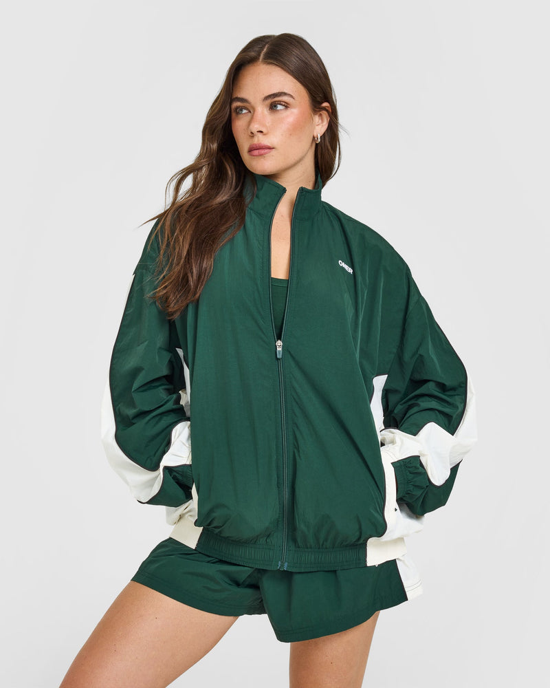 Oversized Piped Woven Track Jacket in Racing Green | Oner Active UK