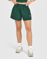 Oversized Piped Woven Track Shorts | Racing Green