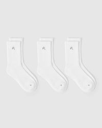 Lightweight Crew Socks 3 Pack | White