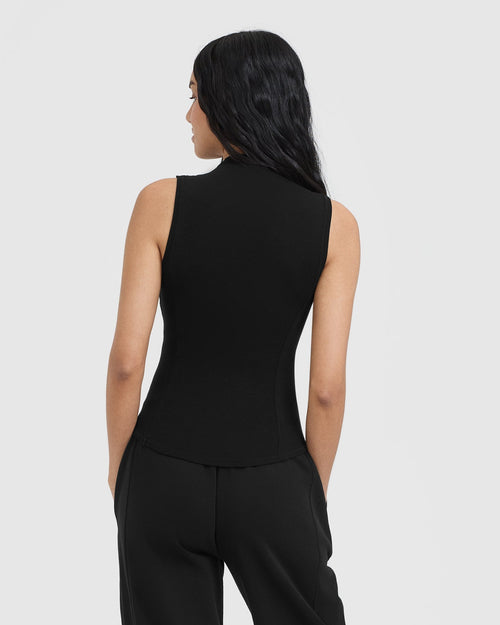 Mellow™ Rib Mock Neck Tank | Black