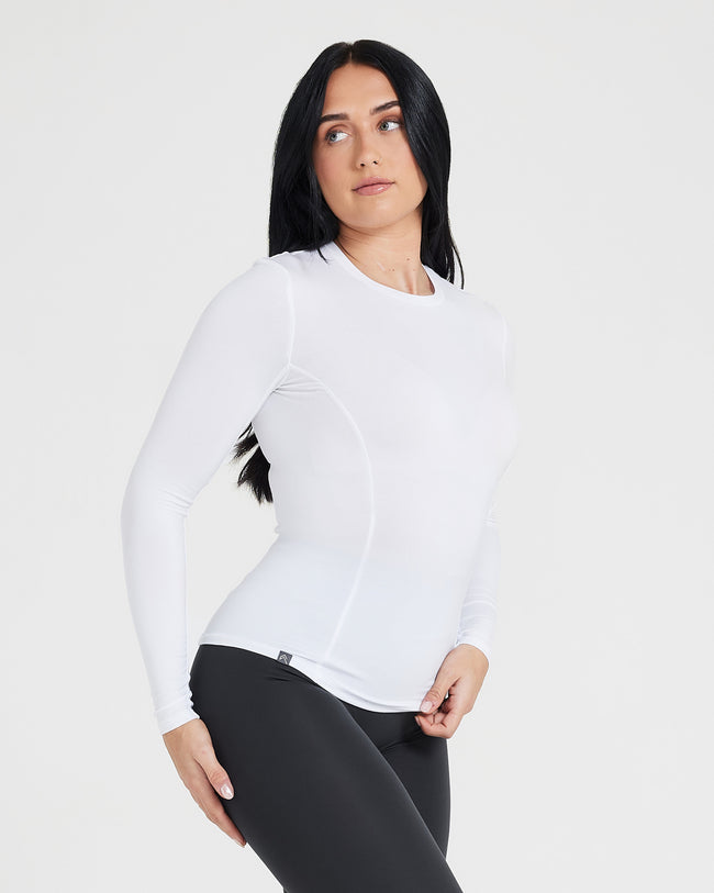Serenity Long-Sleeve Collar Top (white)