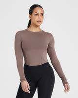 Mellow™ Soft Mid Long Sleeve Top | Cool Brown