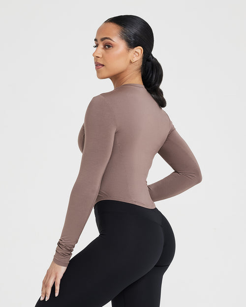Mellow™ Soft Mid Long Sleeve Top | Cool Brown