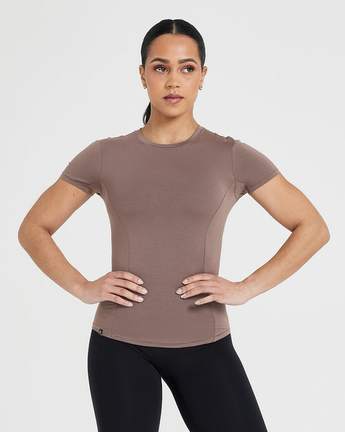 Oner Modal Mellow Soft Short Sleeve T-Shirt | Cool Brown