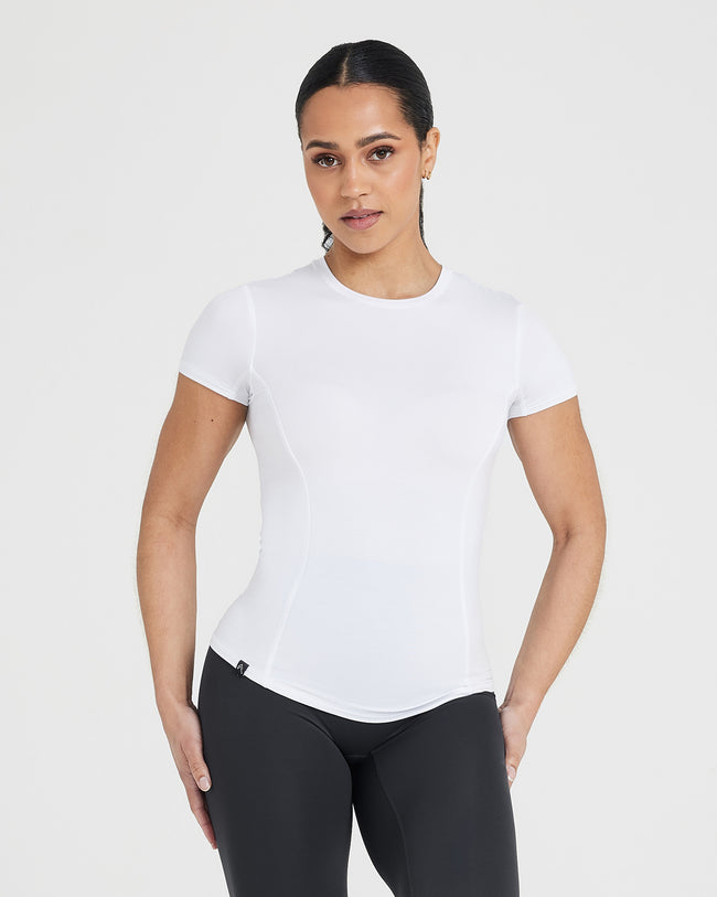 Women's Short Sleeve Shirt White Cap Sleeve Oner Active UK