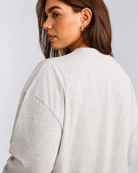 Classic Oversized Lightweight Long Sleeve Top | Light Grey Marl