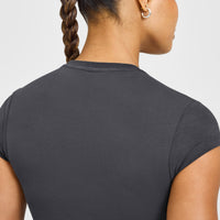 Cotton Baby T-Shirt with Grey Logo | Coal