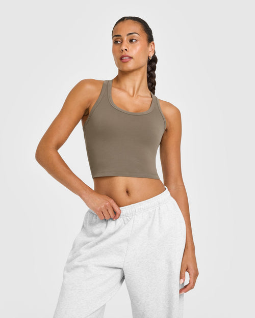Oner Modal Cotton Fitted Mid Vest | Moss Brown