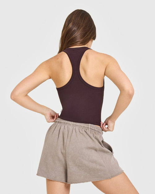 Cotton Fitted Mid Vest | Plum Brown
