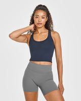 Cotton Fitted Mid Vest | True Blue