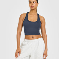 Cotton Fitted Mid Vest with Grey Logo | True Blue