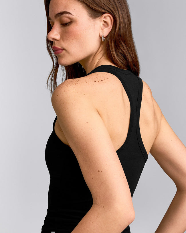 Cotton Fitted Vest with Grey Logo | Black