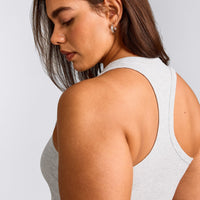 Cotton Fitted Vest with Grey Logo | Light Grey Marl