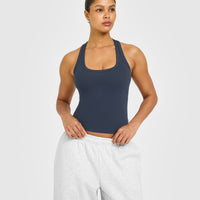 Cotton Fitted Vest with Grey Logo | True Blue