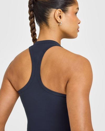 Cotton Fitted Vest with Grey Logo | True Blue