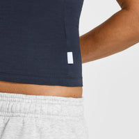 Cotton Fitted Vest with Grey Logo | True Blue