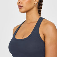 Cotton Fitted Vest with Grey Logo | True Blue