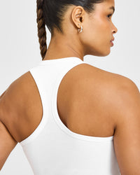 Cotton Fitted Vest with Grey Logo | White