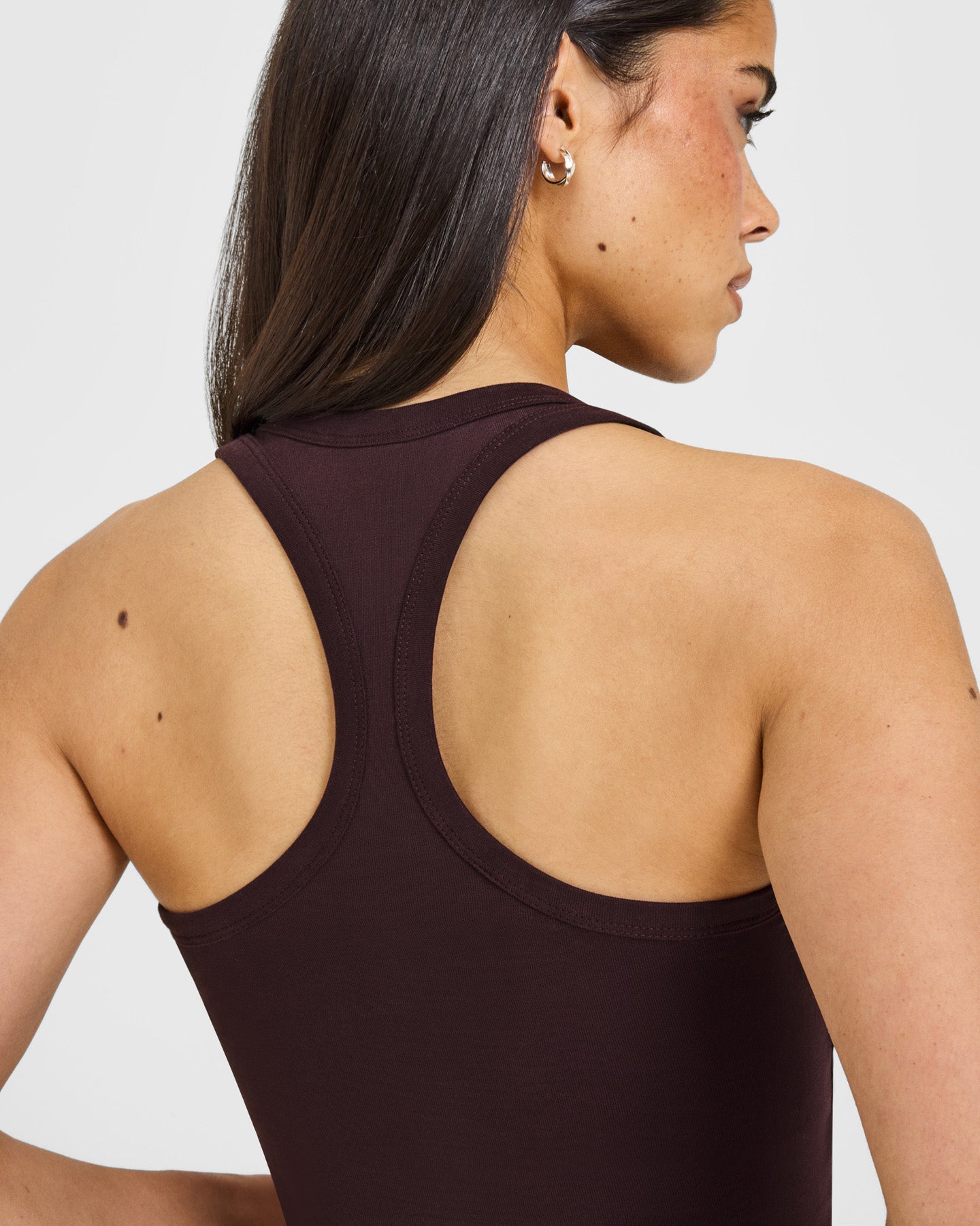 Cotton Fitted Mid Vest with Grey Logo | Plum Brown