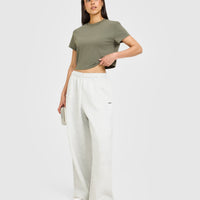 Cotton Relaxed T-Shirt with Grey Logo | Alpine Green