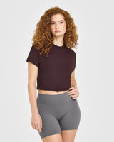 Cotton Relaxed T-Shirt | Plum Brown