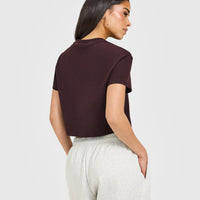 Cotton Relaxed T-Shirt with Grey Logo | Plum Brown