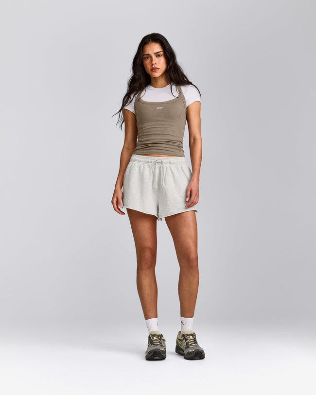 Cotton Vintage Lounge Shorts | Light Grey Marl