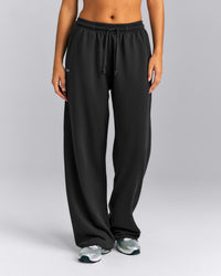 Cotton Vintage Lounge Wide Leg Joggers | Washed Black