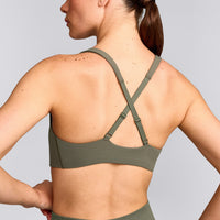 EasyLift™ Cross Back Sports Bra with Grey Logo | Alpine Green