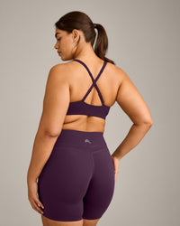 EasyLift™ Cross Back Sports Bra with Grey Logo | Blackberry Purple