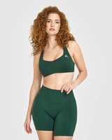 EasyLift™ Cross Back Sports Bra with White Logo | Racing Green