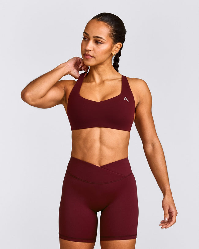 EasyLift™ Cross Back Sports Bra with Grey Logo | Rosewood